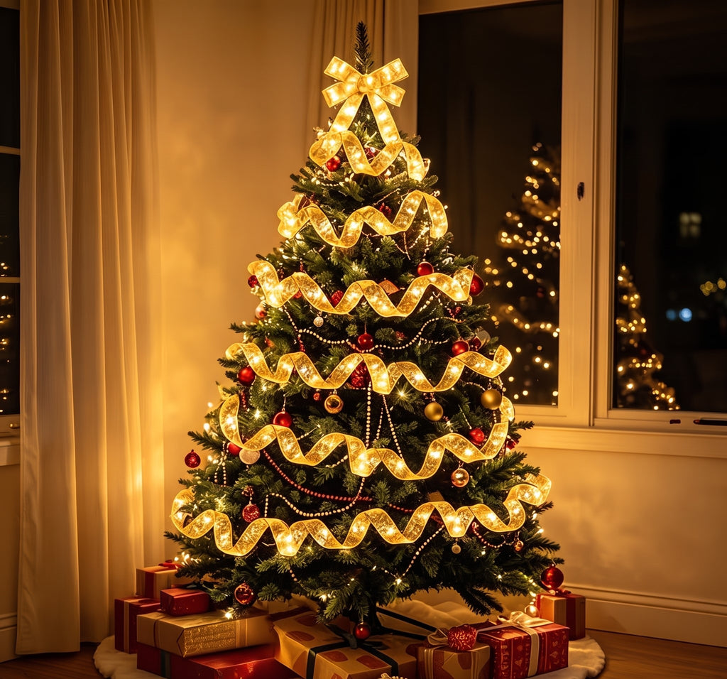 Golden Ribbon LED Fairy Lights – 30 LED Battery Operated Christmas String Lights