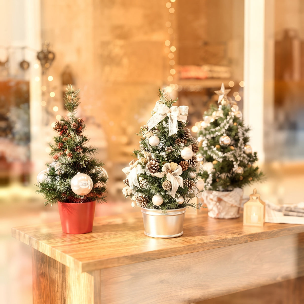 Mini Christmas Tree with LED Lights – PVC Desktop Christmas Decoration