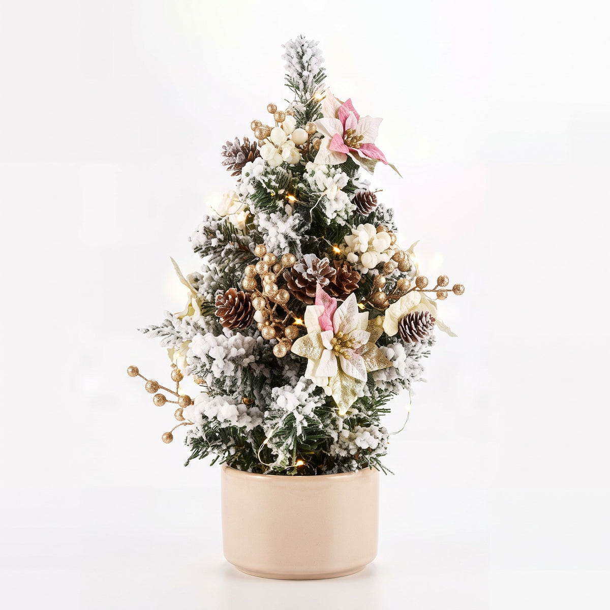 Mini Christmas Tree with LED Lights – PVC Desktop Christmas Decoration