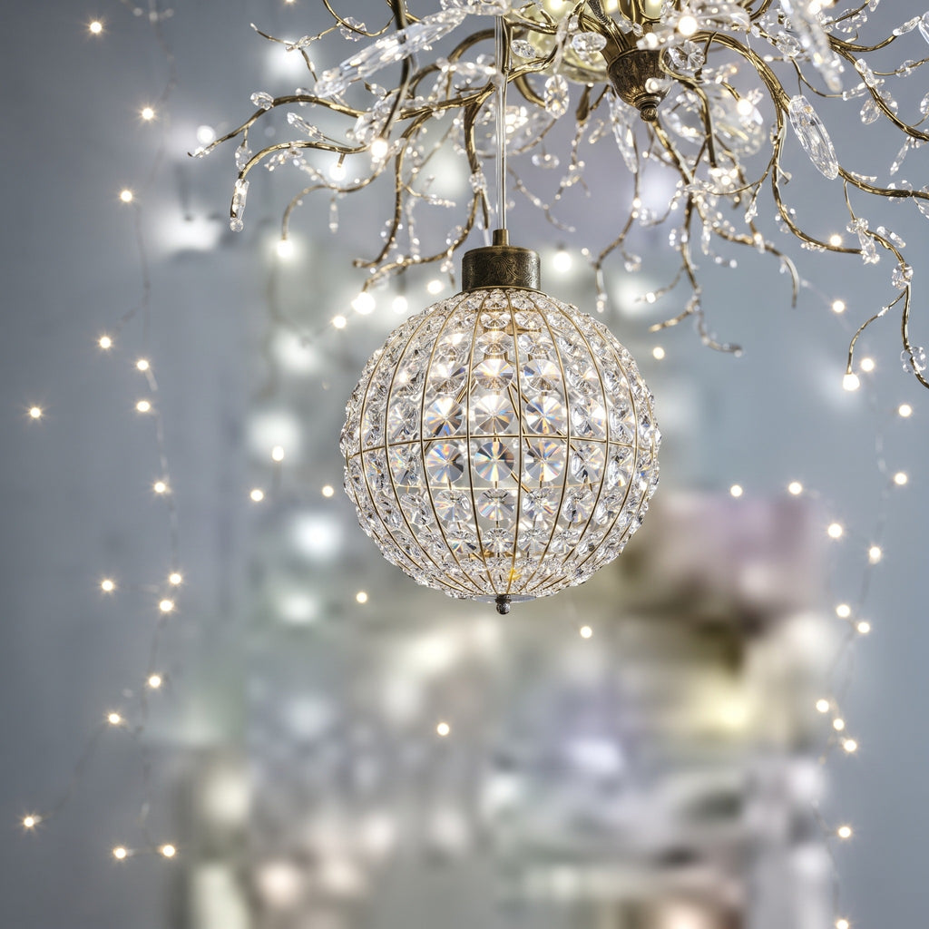 Set of 6 Glass Christmas Ball Ornaments – White Glitter Hanging Tree Decorations