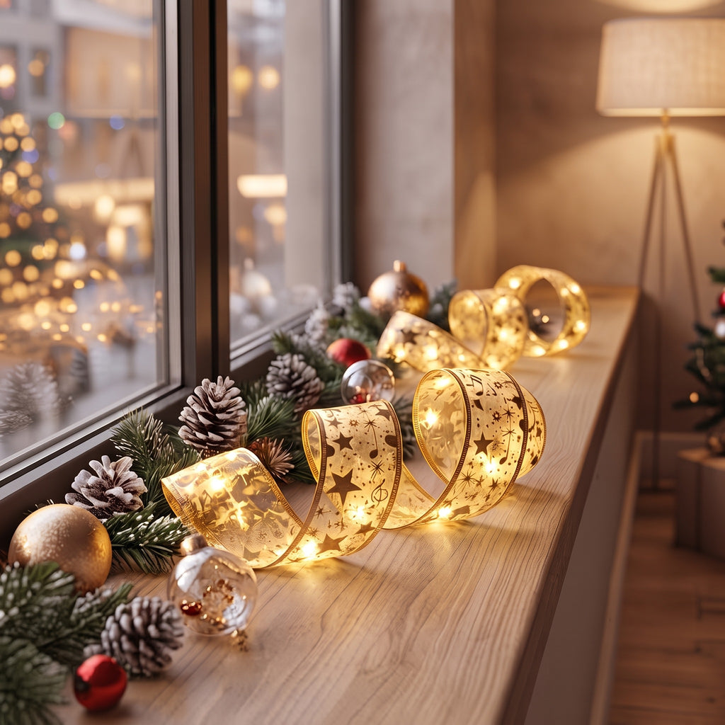 Golden Ribbon LED Fairy Lights – 30 LED Battery Operated Christmas String Lights