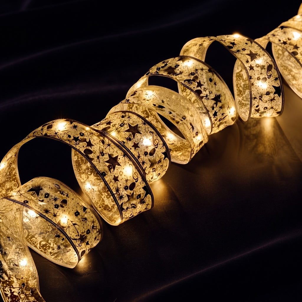 Golden Ribbon LED Fairy Lights – 30 LED Battery Operated Christmas String Lights