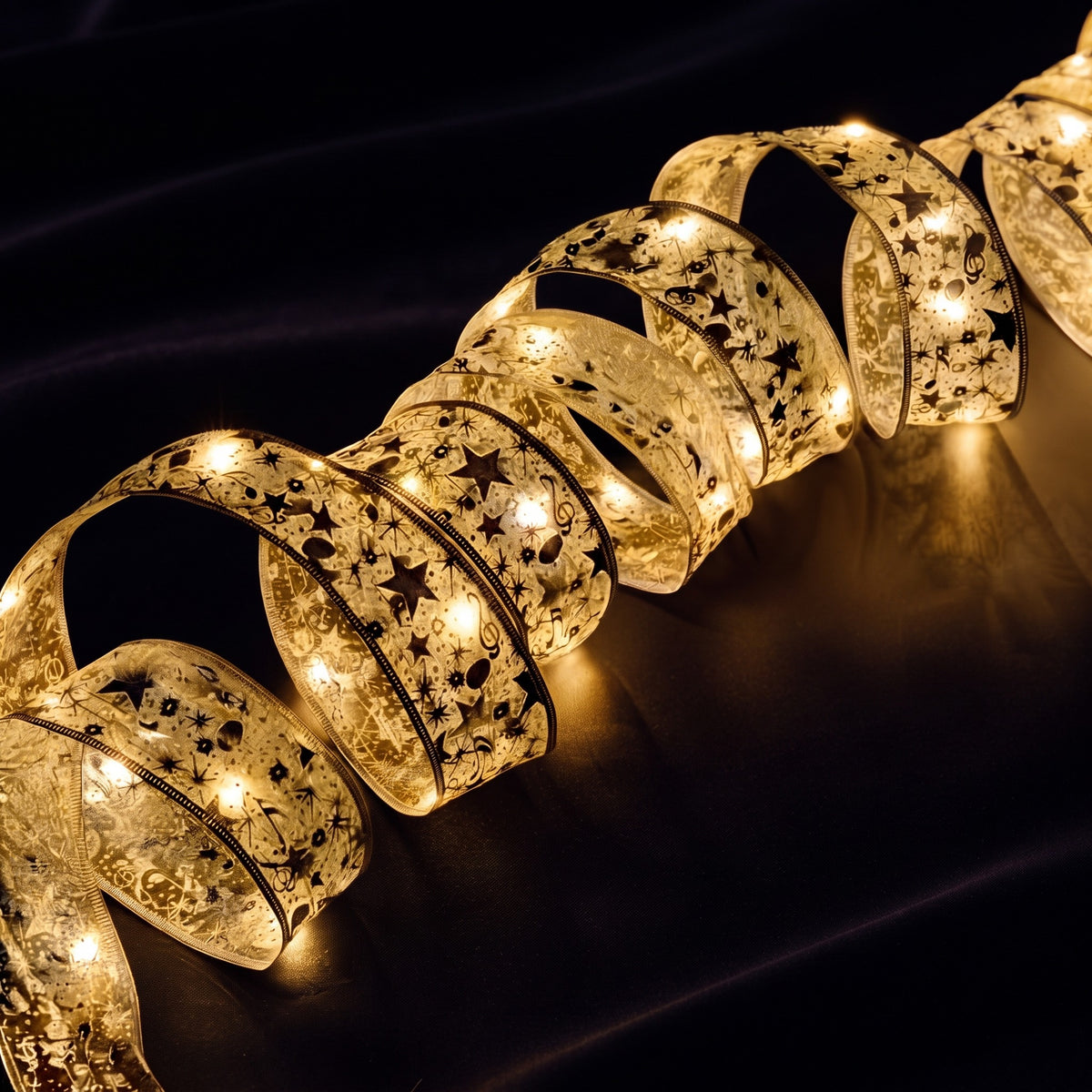 Golden Ribbon LED Fairy Lights – 30 LED Battery Operated Christmas String Lights