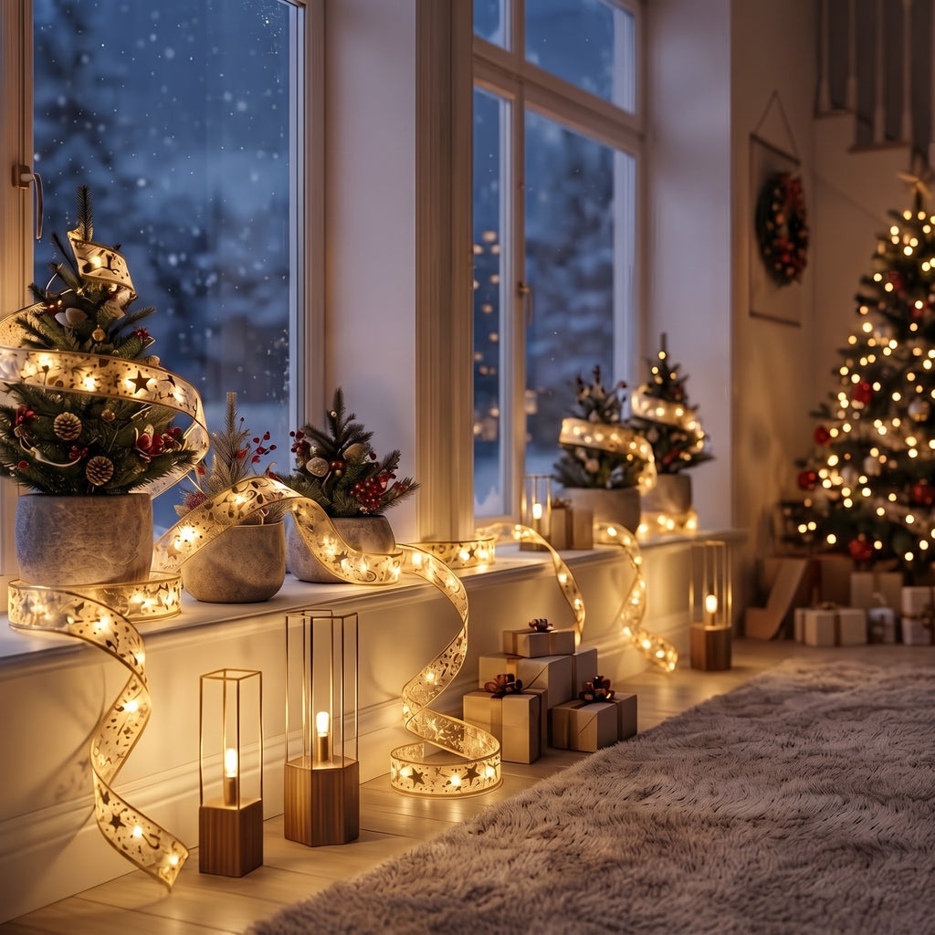 Golden Ribbon LED Fairy Lights – 30 LED Battery Operated Christmas String Lights