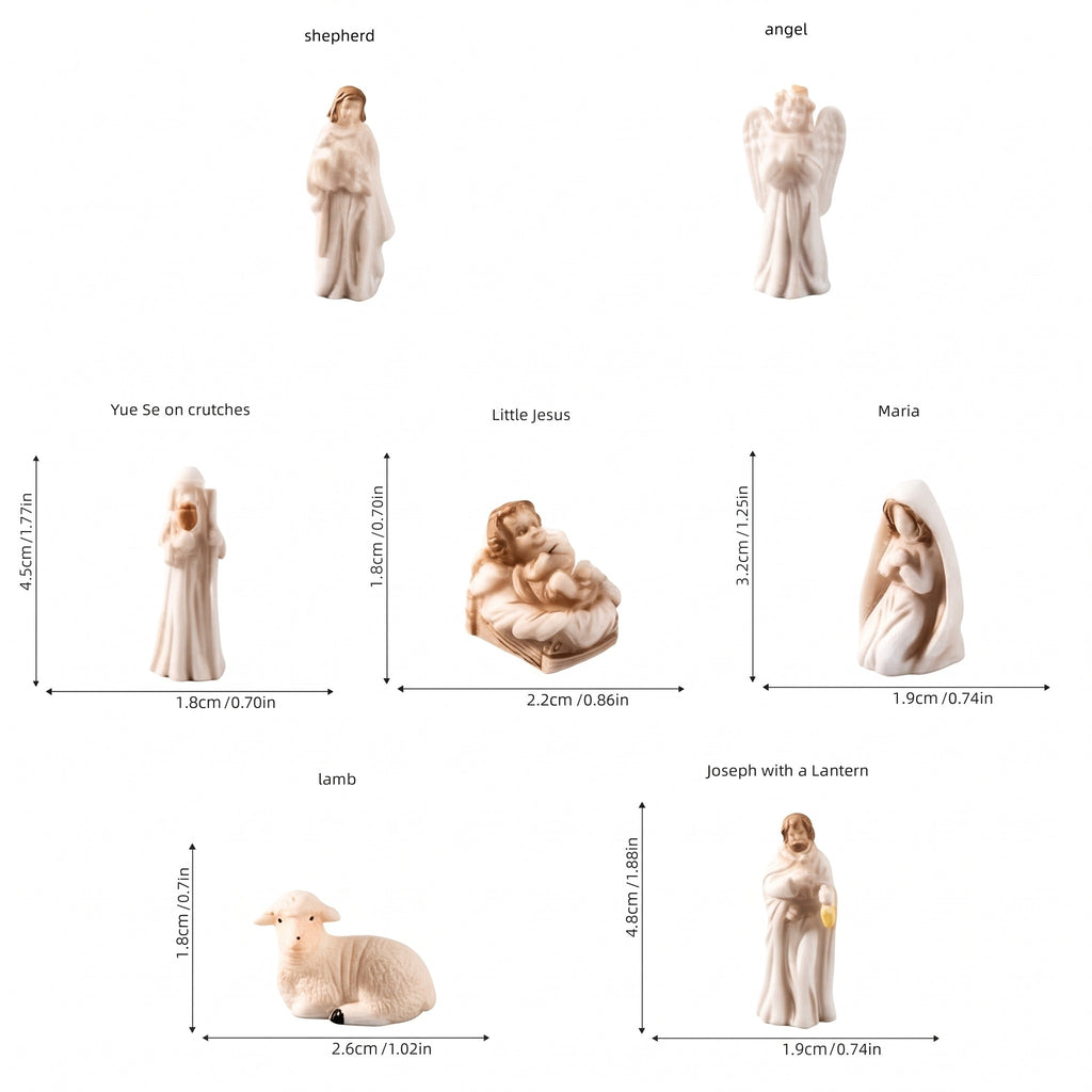 7-Piece Nativity Scene Set – Holy Family Christmas Figurines with Sheep, Religious Holiday Decoration
