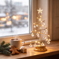 Mini Christmas Tree Lamp – Golden Spiral Tabletop LED Light with Star Topper & Crystal Pendant