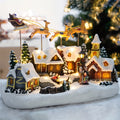Glowing Christmas Music House Ornament – Flying Reindeer Resin Holiday Table Centerpiece