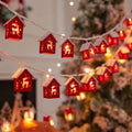 Christmas Red House String Lights – 10 LED Reindeer & House Fairy Lights for Holiday Décor